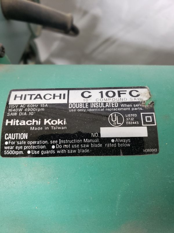 Photo 2 of Hitachi C10FC Compound Saw 10"