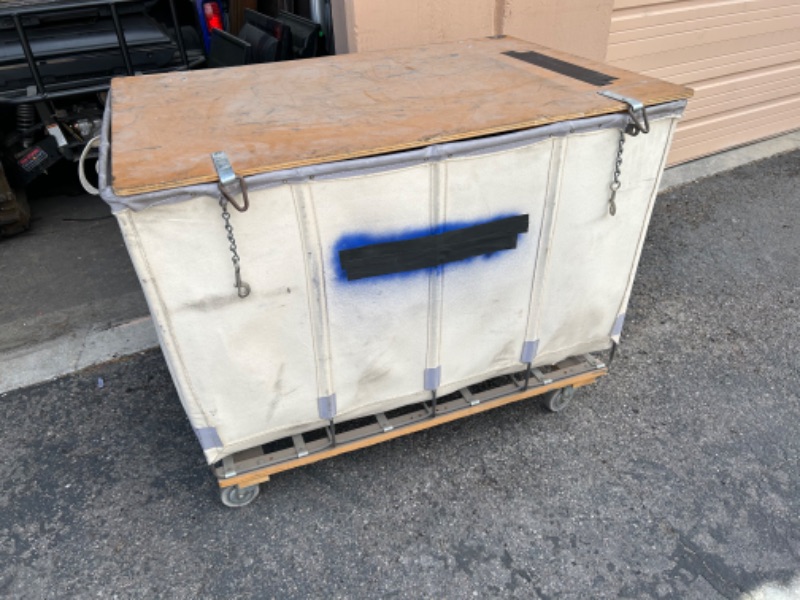 Photo 1 of White Canvas Lockable Hamper Truck 48 x 33 x 38 inches tall