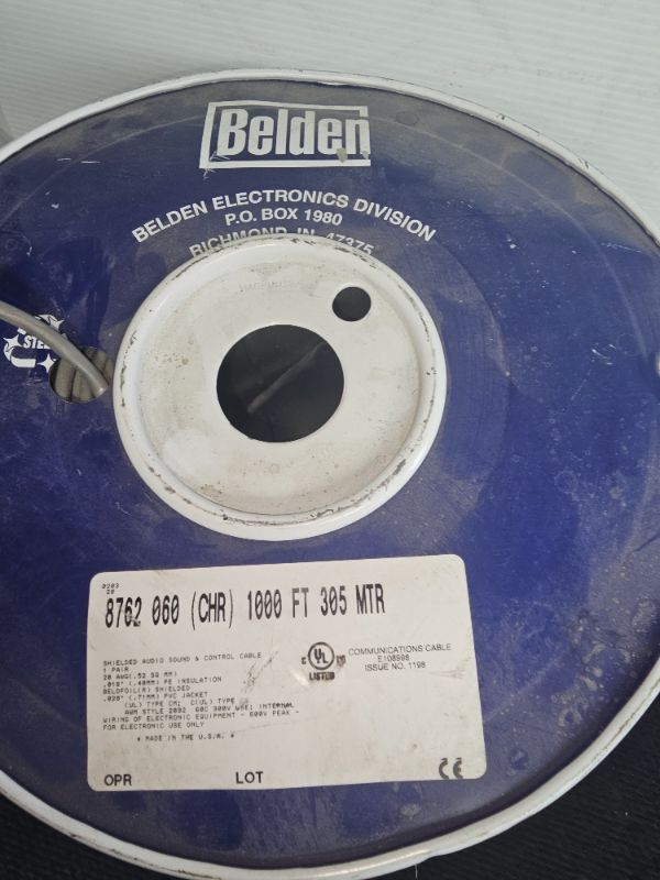 Photo 2 of partial spool of Belden 8762 Industrial 20AWG 2C (1 Pair) Cable, 