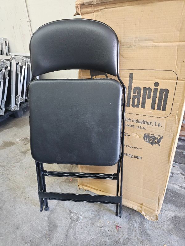 Photo 2 of Set of 2 new in the box Clarin 3400 padded black folding chairs 