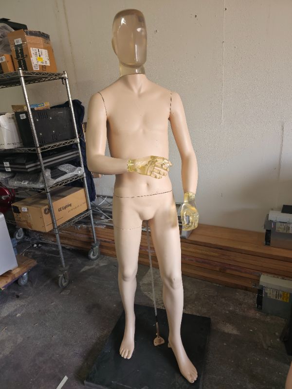 Photo 1 of almost 6 foot tall mannequin with solid acrylic head and hands This head that look like an alien is super cool minor chips in paint on body 