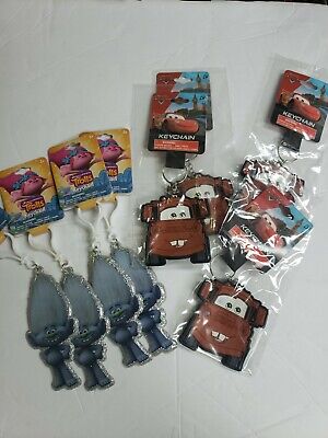 Photo 1 of LOT OF 8 PIECES KIDS KEYCHAIN /CLIP-ON TROLLS AND DISNEY CARS