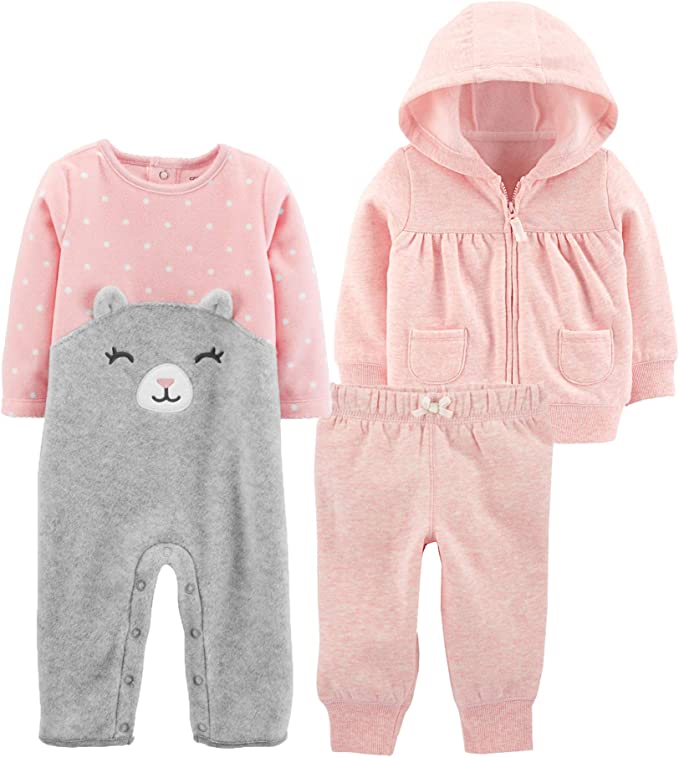 Photo 1 of Carter's Girl's Baby Day to Night 3 Piece Layette Set (Pink Cat, 12 Months)