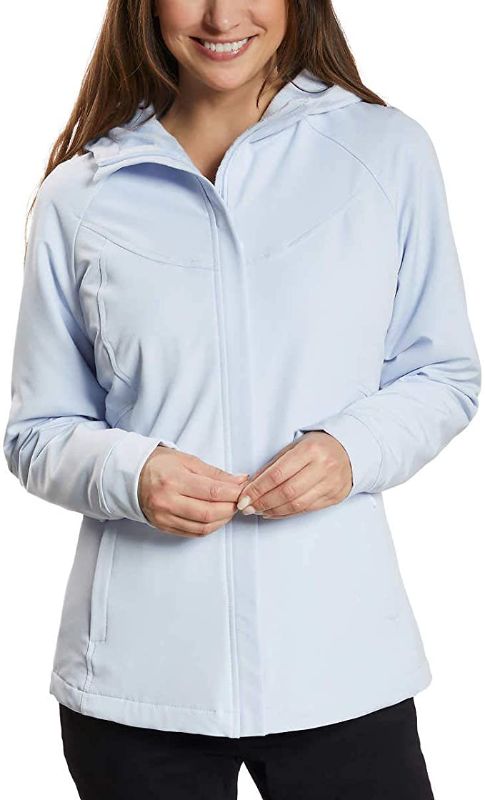 Photo 1 of M Kirkland Signature Women's wind-resistant Softshell Hooded Jacket M/Light Blue