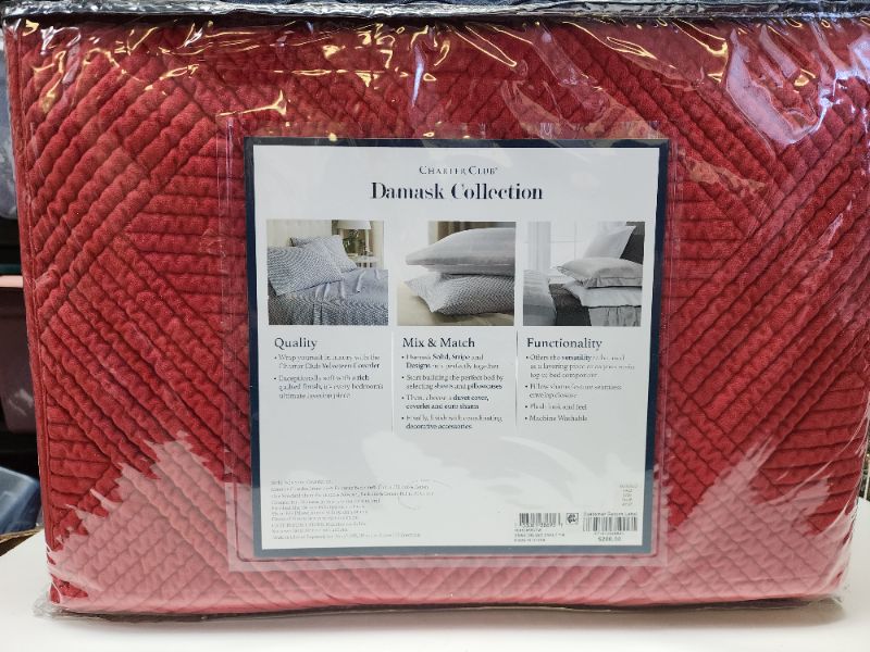 Photo 3 of TWIN Charter Club Damask 2 Pc Velveteen TWIN Coverlet Set Red - 1 Coverlet - 1 Sham