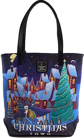 Photo 1 of Disney Loungefly Tote Bag - 2 sides Nightmare Before Christmas Halloweentown And Christmastown - Purse. Limited Edition 25 years anniversary!