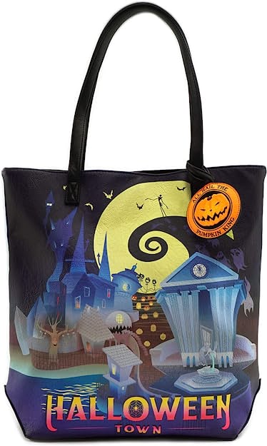 Photo 2 of Disney Loungefly Tote Bag - 2 sides Nightmare Before Christmas Halloweentown And Christmastown - Purse. Limited Edition 25 years anniversary!