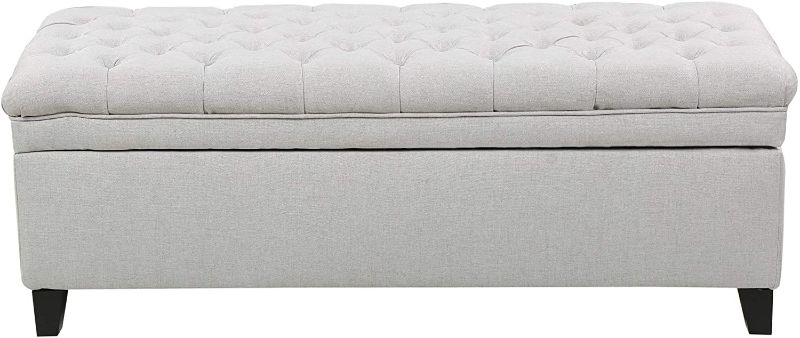 Photo 1 of Christopher Knight Home Juliana Fabric Storage Ottoman, Light Gray