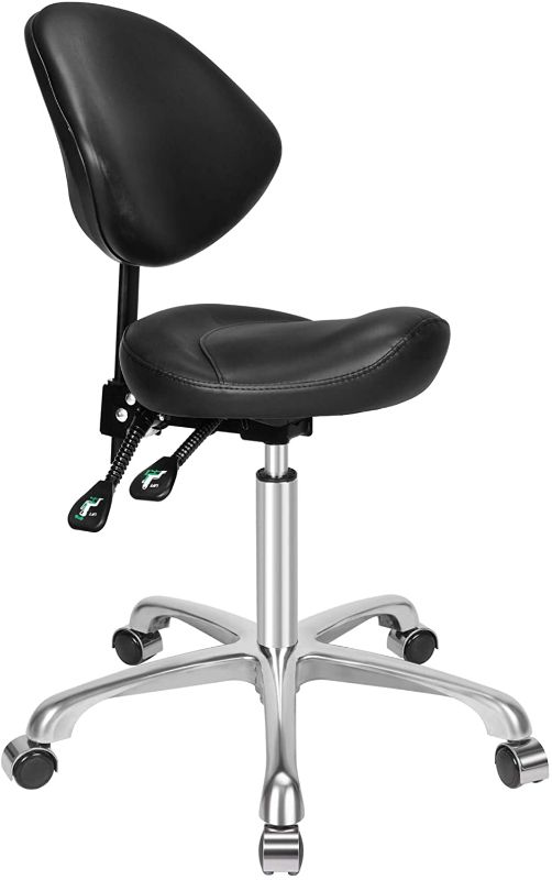 Photo 1 of Kaleurrier Ergonomic Rolling Swivel Saddle Stool with Wheels,Hydraulic Pneumatic Lifting Height Adjustable Saddle Chair for Clinic Hair Salon Lab Kitchen Home Office Drafting Chairs 