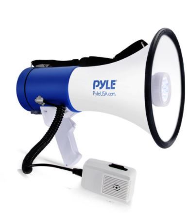 Photo 1 of PYLE PMP51LT - Megaphone Speaker with Built-in LED Lights - PA Bullhorn with Siren Alarm Mode & Adjustable Volume Control