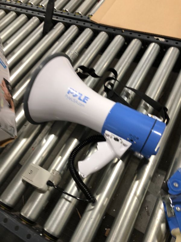 Photo 2 of PYLE PMP51LT - Megaphone Speaker with Built-in LED Lights - PA Bullhorn with Siren Alarm Mode & Adjustable Volume Control