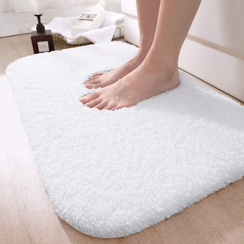 Photo 1 of DEXI Bathroom Rug Mat, 43x24, Extra Soft and Absorbent Bath Rugs, Machine Wash Dry, Non-Slip Carpet Mat for Tub, Shower, and Bath Room, White