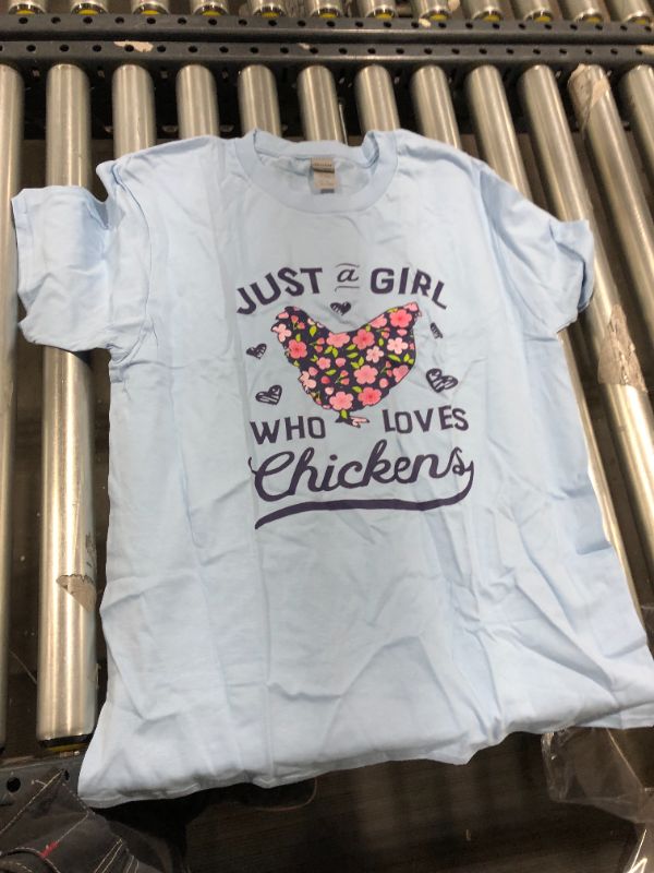 Photo 2 of Chicken Just a Girl Who Loves Chickens Women Flowers Farm T-Shirt, Large