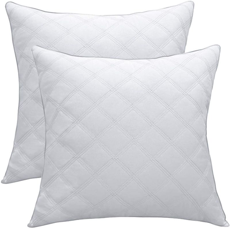 Photo 1 of Lipo 20x20 Pillow Inserts Quilted- Set of 2 Up to 680GR Filling Throw Pillows Hypoallergenic - Bedding Square Pillows Luxury Decorative for Couch Bed Office Hotel (White, 20x20 Inch)