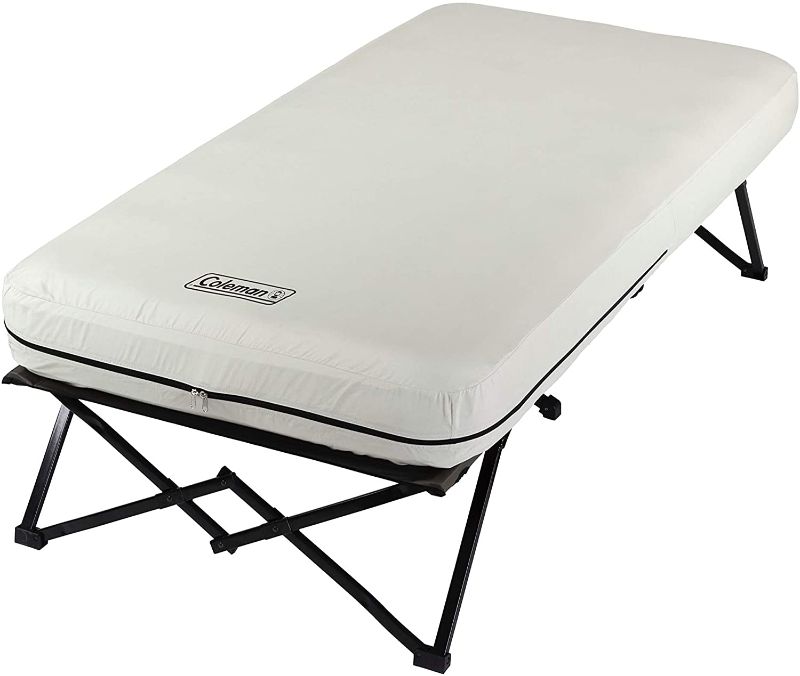 Photo 1 of Coleman Camping Cot, Air Mattress, and Pump Combo | Folding Camp Cot and Air Bed with Side Tables and Battery Operated Pump
