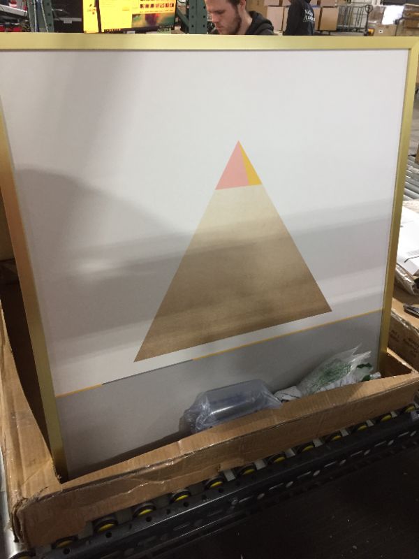 Photo 2 of Amazon Brand – Rivet Modern Gold Pyramid Triangle Print Wall Art, 30" x 30", Gold Frame
