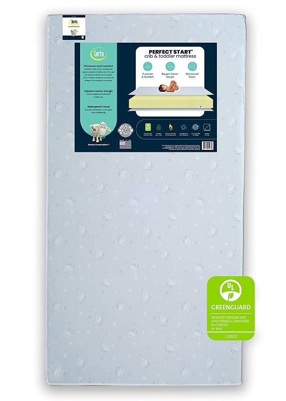 Photo 1 of Serta Perfect Start Dual Sided Baby Crib Mattress & Toddler Mattress - Premium Sustainably Sourced Fiber Core - Waterproof - GREENGUARD Gold Certified – Hypoallergenic - 7 Year Warranty - Made in USA
