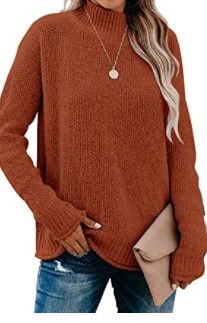 Photo 1 of MEROKEETY Women's Long Sleeve Turtleneck Cozy Knit Sweater Casual Loose Pullover Jumper Top SIZE L
