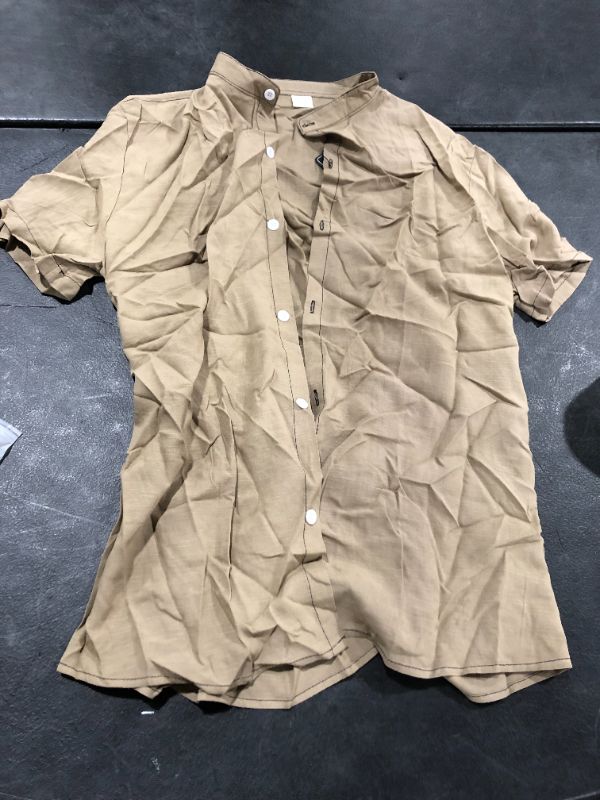 Photo 1 of hooxi brown button short sleeve shirt size L