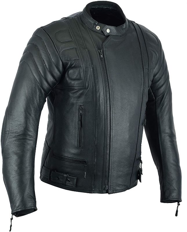 Photo 1 of MENS MOTORCYCLE ARMORED MOTOR SPORTS HIGH PROTECTION LEATHER(FULL GRAIN) JACKET BLACK LJ-2020MR (XL)
