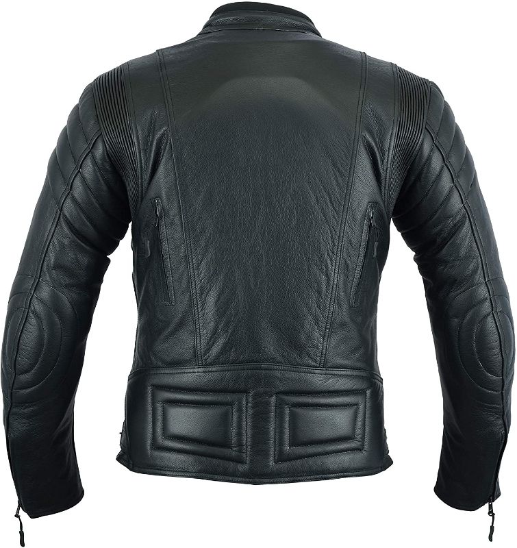 Photo 2 of MENS MOTORCYCLE ARMORED MOTOR SPORTS HIGH PROTECTION LEATHER(FULL GRAIN) JACKET BLACK LJ-2020MR (XL)
