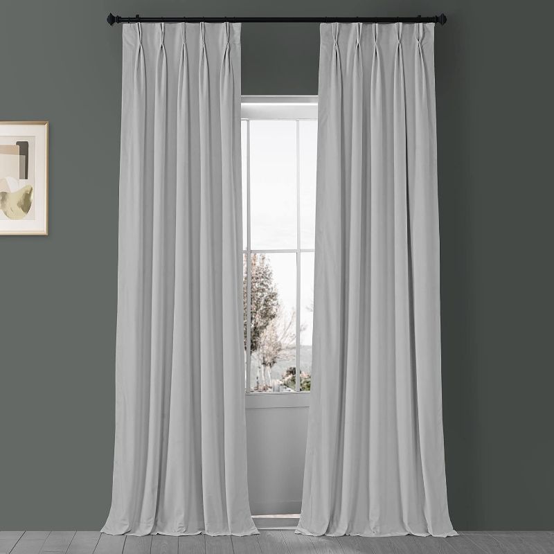 Photo 1 of Exclusive Fabrics Signature Pleated Blackout Velvet Curtain Panel - 25 x 108 - French pleated
color may vary