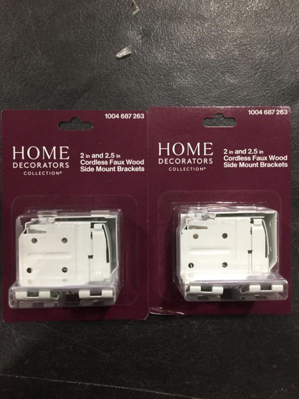 Photo 2 of 2 in. and 2.5 in. Cordless Faux Wood Side Mounting Bracket Set in White
2 packs