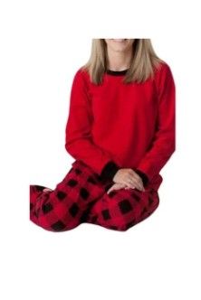 Photo 1 of Christmas Pajamas 2 Sets, Size XL and Large, Red top with Red and Black plaid bottoms