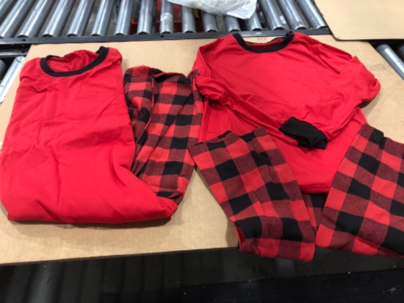 Photo 2 of Christmas Pajamas 2 Sets, Size XL and Large, Red top with Red and Black plaid bottoms