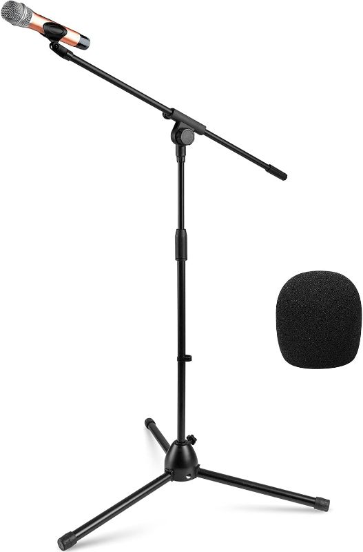 Photo 1 of Heavy Duty Microphone Stand [Self-weight 5.5 lbs], Microphone Boom Stand with Clip, Mic Floor Tripod for Recording, Tall Mic Stand for Singing, Max Height 71.2 inch, by IDoon