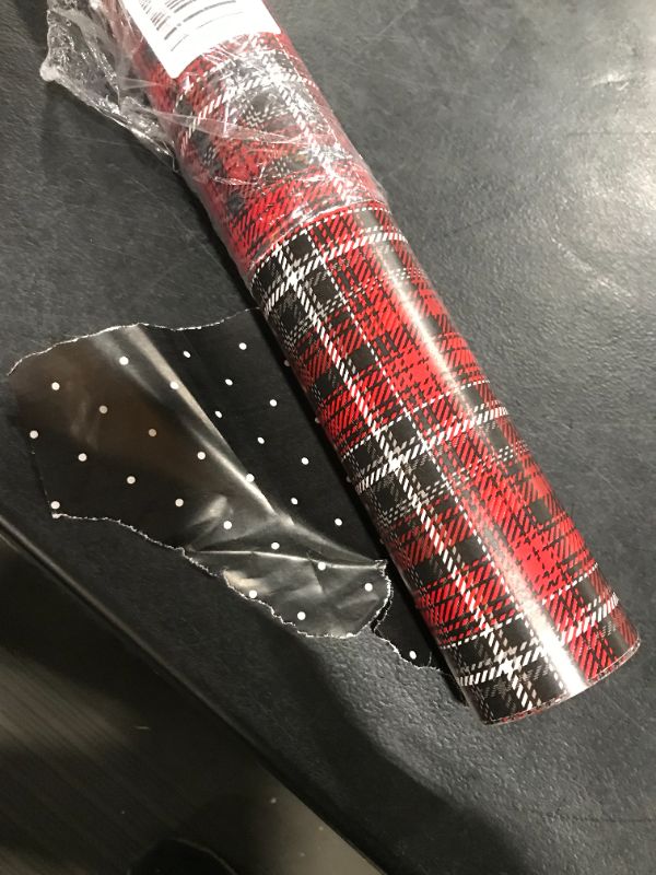 Photo 2 of American Greetings Reversible Wrapping Paper Jumbo, Red and Black Plaid (1 Roll, 175 sq. ft)