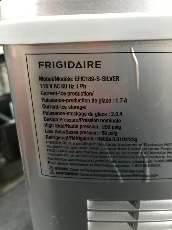 Photo 3 of Frigidaire EFIC189-Silver Compact Ice Maker, 26 lb per Day, Silver