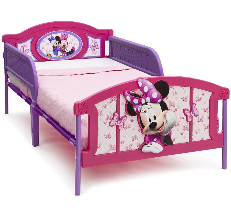 Photo 1 of Delta Children Plastic 3D-Footboard Twin Bed, Disney Minnie Mouse