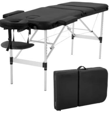 Photo 1 of Aluminium Massage Table Portable Massage Bed 73 Inch Long Height Adjustable 3 Folding Massage Table Carry Case Spa Bed Face Cradle Salon Bed Tattoo Be