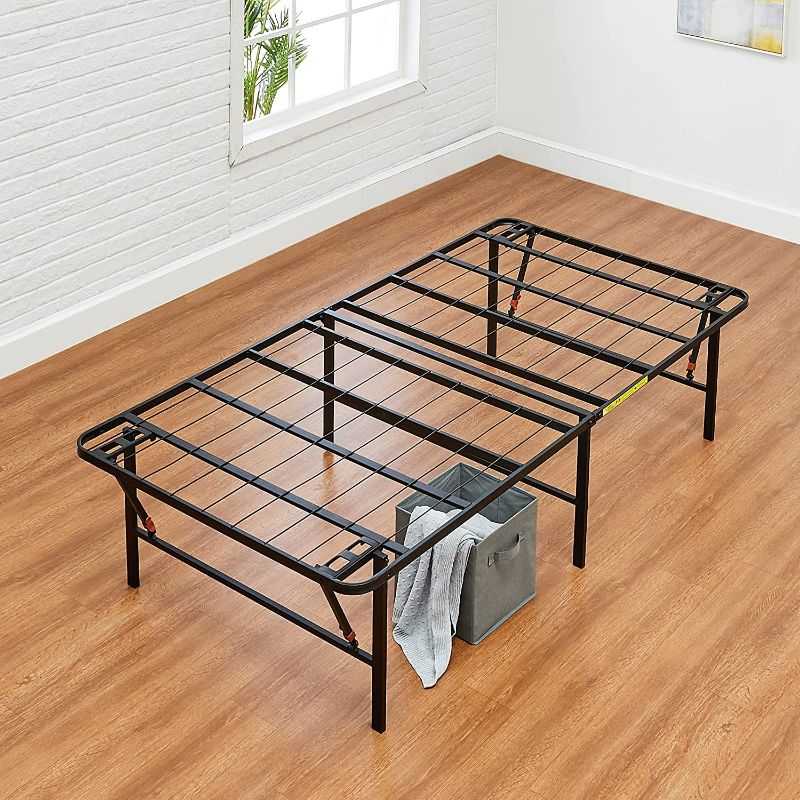 Photo 1 of Amazon Basics Foldable, 18" Black Metal Platform Bed Frame with Tool-Free Assembly, No Box Spring Needed - Twin