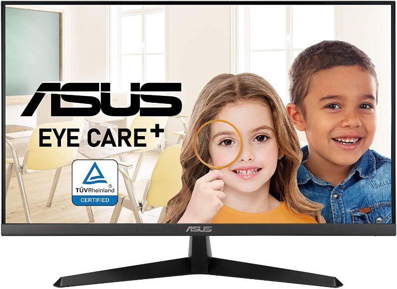 Photo 1 of ASUS VY279HE 27” Eye Care Monitor, 1080P Full HD, 75Hz, IPS, 1ms, Adaptive-Sync, Eye Care Plus, Color Augmentation, HDMI VGA, Frameless, VESA Wall Mountable