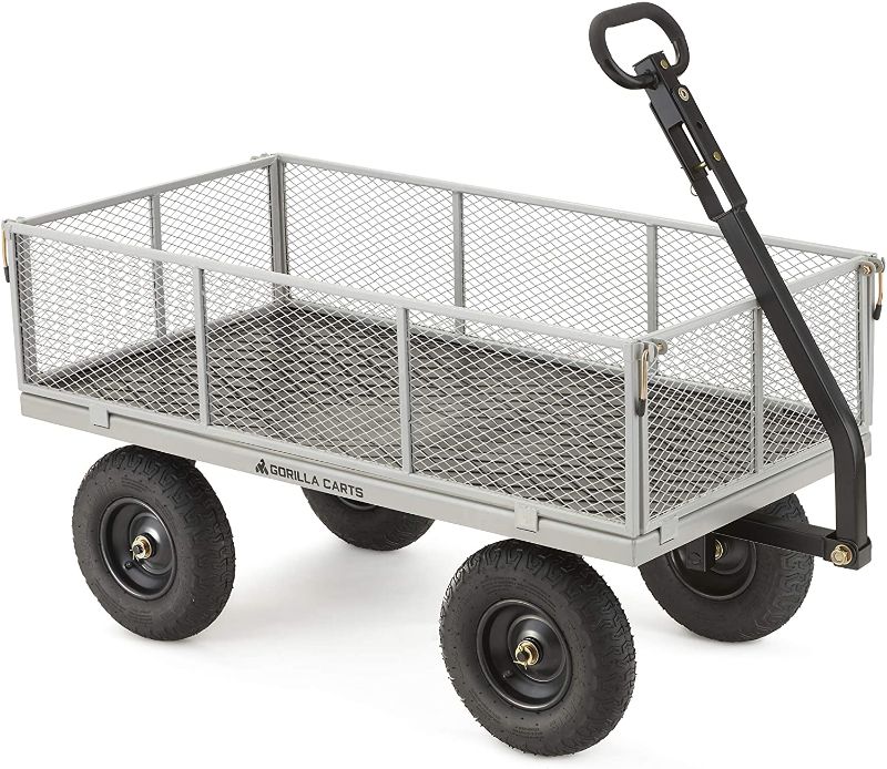 Photo 1 of Gorilla Carts Heavy-Duty Steel Utility Cart with Removable Sides