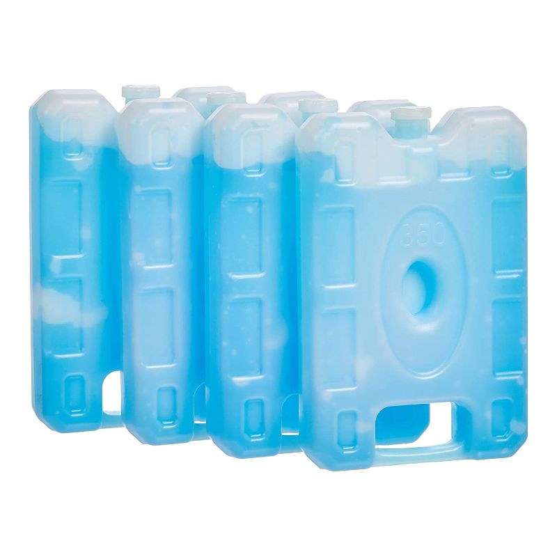 Photo 1 of Amazon Basics Reusable Hard Sided Rectangular Ice Pack, 6.5" X 4.3" X 1.2", Blue, Pack of 4