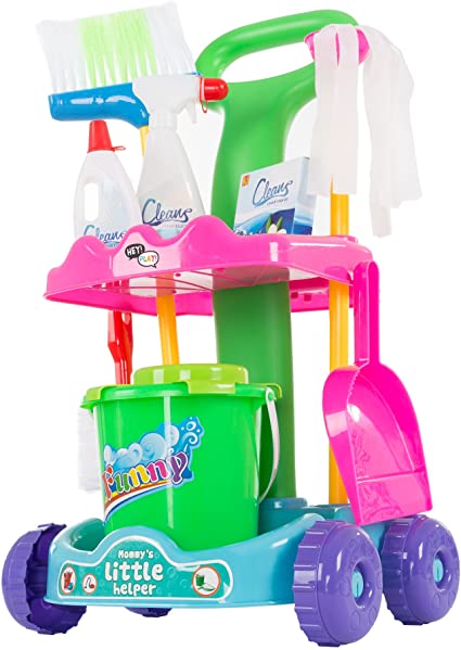Photo 1 of REALISTIC LOOK- Each piece in this set looks just like cleaning supplies grown-ups use for more immersive play, The trolley cart and each accessory is made of durable plastic to be strong enough for your little ones to play with every day