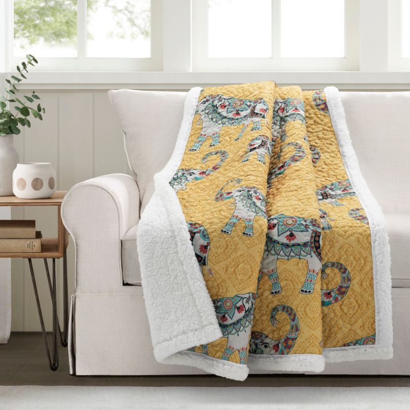 Photo 1 of 5 Lush Decor Hati Elephants Sherpa Throw