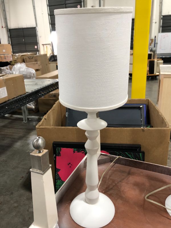 Photo 2 of MEDIUM TABLE LAMP, WHITE WOOD, HEIGHT 29 INCHES, BULB NOT INCLUDED