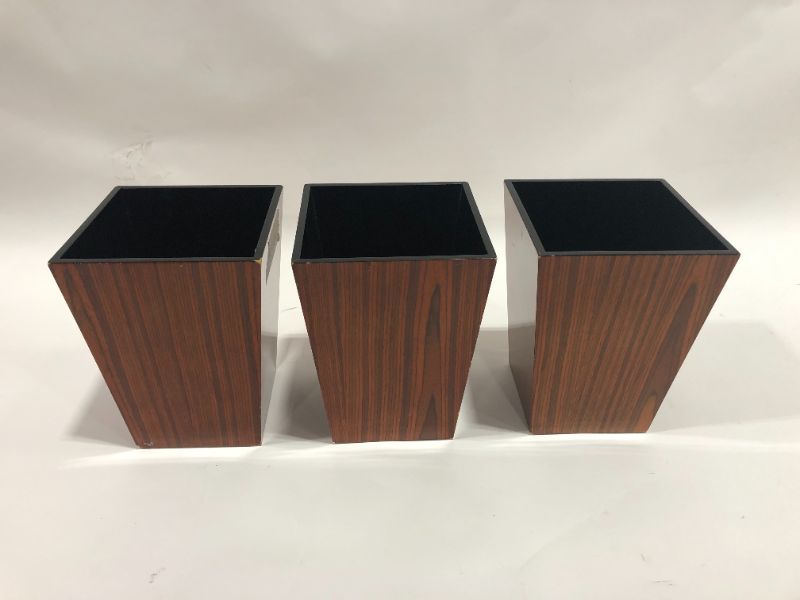 Photo 2 of DARK WOOD TRASH CAN 12H x 9W INCHES (3 PACK)