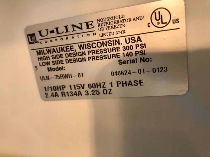Photo 3 of ULINE SMALL PERSONAL REFRIGERATOR 73FL COLUME DAMAGE AND WEAR FROM USE