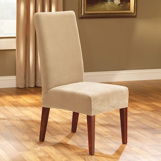 Photo 1 of Sure Fit Stretch Pique Short Dining Chair Slipcover Taupe Slipcover
