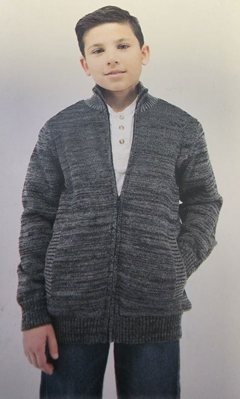 Photo 1 of (S(7-8)) Boston Traders Boys Sherpa Lined Full Zip Sweater Jacket (S(7-8)) Grey Heather