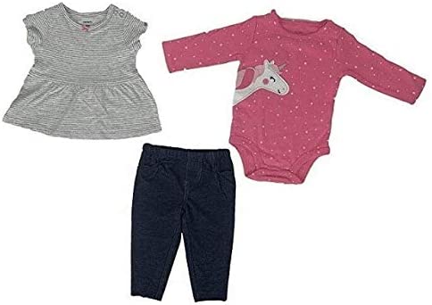Photo 1 of Carters Baby Girls 3-Piece Little Character Sets (Pink/Grey Unicorn, 24 Months)