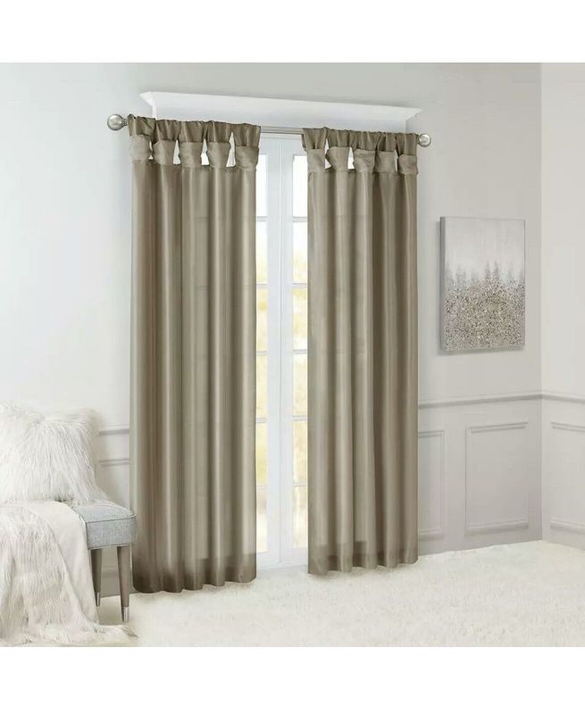 Photo 1 of 2 PANELS Home Essence Lillian Twist Tab Lined Window Curtain, Size: 50W x 95L, Gray