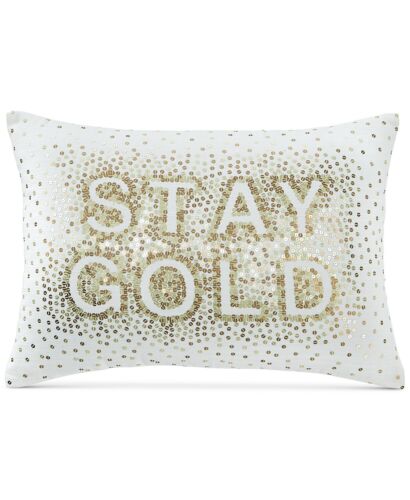 Photo 1 of Martha Stewart 14"x20" Decorative Pillow "Stay Gold" White w/ Gold Sequins 