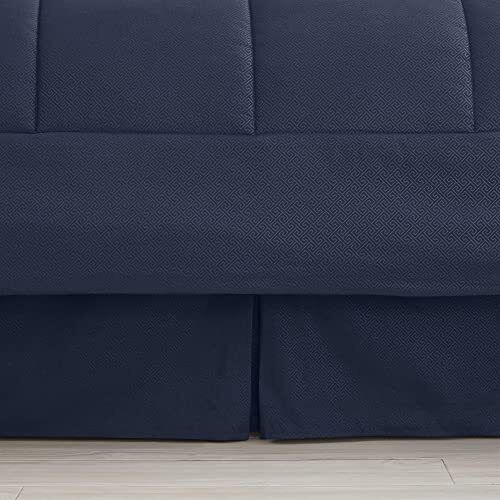 Photo 4 of KING 8 PIECES Sweet Home Collection Bed In A Bag with Dobby Stripe 1 Comforter, 2 Pillowshams, 1 Bedskirt, 1 Flat sheet, 1 Fitted sheet, 2 Pillowcases, KING - Navy