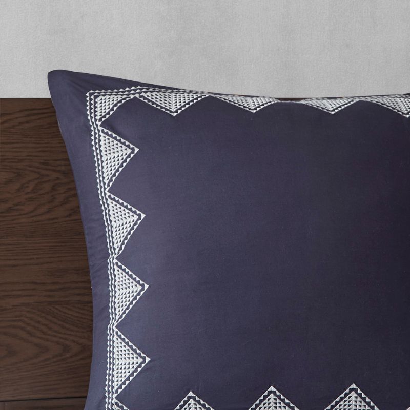 Photo 3 of FULL / QUEEN INK+IVY Alpine 3 Piece Printed Cotton Coverlet Set.  This cotton coverlet set flaunts a sophisticated ikat chevron print on the face with a solid reverse to create a striking modern and elegant look. 